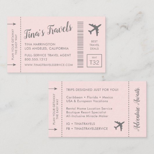 Pass Planet Visitekaartjes Roze (Voorkant / Achterkant)