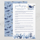 Pass Prize Baby shower spel onder de Zee Whale (Voorkant / Achterkant)