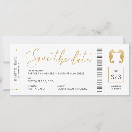 Pass Seapaarden Kissend Ticket Beach Save The Date (Voorkant)