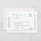 Pass Silver Plane Ticket Destination RSVP Kaartje (Voorkant)