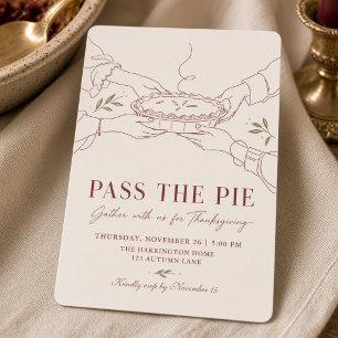 Pass The Pie Coquette Lijn Kunst Thanksgiving Kaart