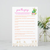 Pass the Prize Baby shower Game - Kleurrijke Llama (Staand voorkant)