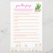 Pass the Prize Baby shower Game - Kleurrijke Llama (Voorkant)