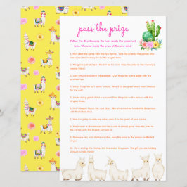 Pass the Prize Baby shower Game - Kleurrijke Llama