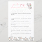 Pass the Prize Baby shower spel - Roze Olifant (Voorkant)