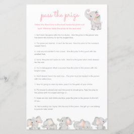 Pass the Prize Baby shower spel - Roze Olifant