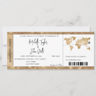 Pass-ticket bestemming bruiloft Gold-plan Kaart