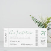 Pass Ticket Destination Soft Green Invita Kaart (Staand voorkant)