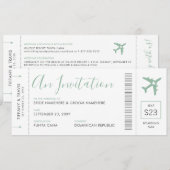 Pass Ticket Destination Soft Green Invita Kaart (Voorkant / Achterkant)