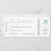 Pass Ticket Destination Soft Green Invita Kaart (Voorkant)