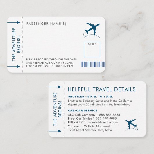 Pass Ticket Style-kaart instappen - Elke gebeurten (Voorkant / Achterkant)