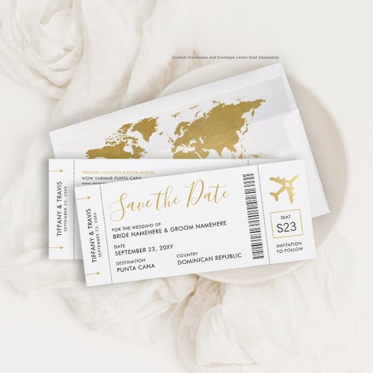 Pass-ticket waarop de datum Gold Plane-Kaart is op Aankondiging