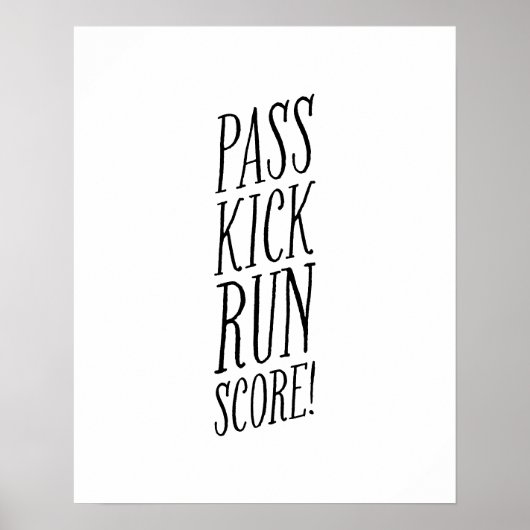 Pass trap score leuk kind zwart-wit voetbal poster (Voorkant)