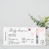 Pass Travel Modern Pink Girl Baby shower Kaart (Staand voorkant)