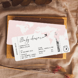 Pass Travel Modern Pink Girl Baby shower Kaart