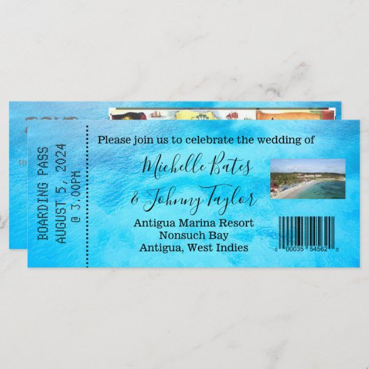 Pass voor een bruiloft in Antigua (Voorkant / Achterkant)