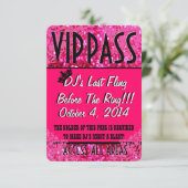PASS voor roze Bachelorette Party VIP Kaart (Staand voorkant)