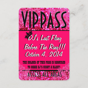 PASS voor roze Bachelorette Party VIP Kaart