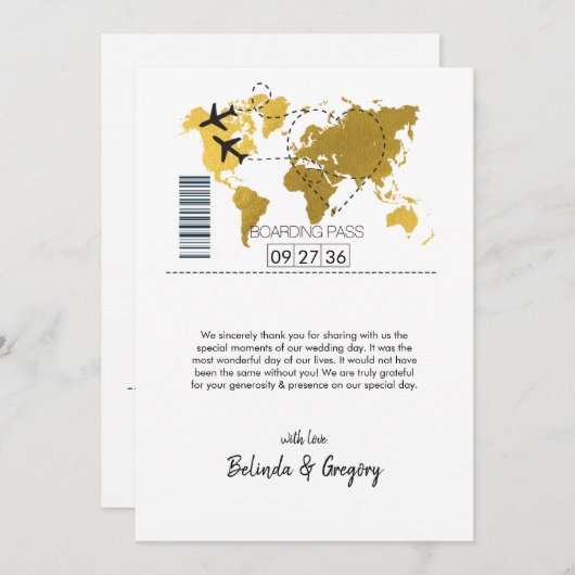 Pass Weddenschap bestemming Bedankkaart (Voorkant / Achterkant)
