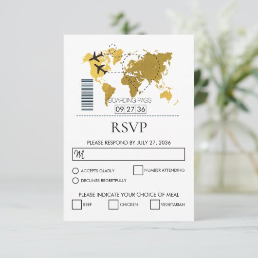 Pass Weddenschap bestemming RSVP Kaartje (Staand voorkant)