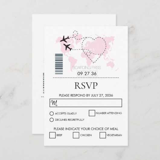 Pass Weddenschap bestemming RSVP Kaartje (Voorkant / Achterkant)