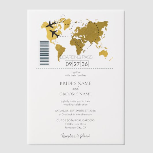 Pass Weddenschap bestemming Vellum Uitnodigingen (Voorkant)