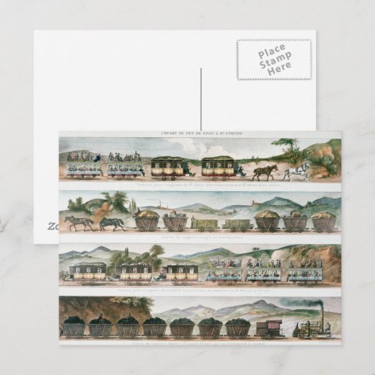 Passagiers en vracht op de eerste Franse lijn Briefkaart (Voorkant / Achterkant)