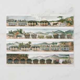 Passagiers en vracht op de eerste Franse lijn Briefkaart