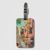  passagiers op vakantie bij de busdepot bagagelabel (Voorkant (verticaal))