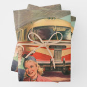  passagiers op vakantie bij de busdepot inpakpapier vel (In situ)