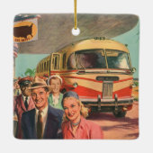 passagiers op vakantie bij de busdepot keramisch ornament (Achterkant)