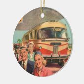  passagiers op vakantie bij de busdepot keramisch ornament (Links)