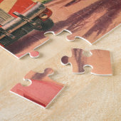  passagiers op vakantie bij de busdepot legpuzzel (Zijkant)