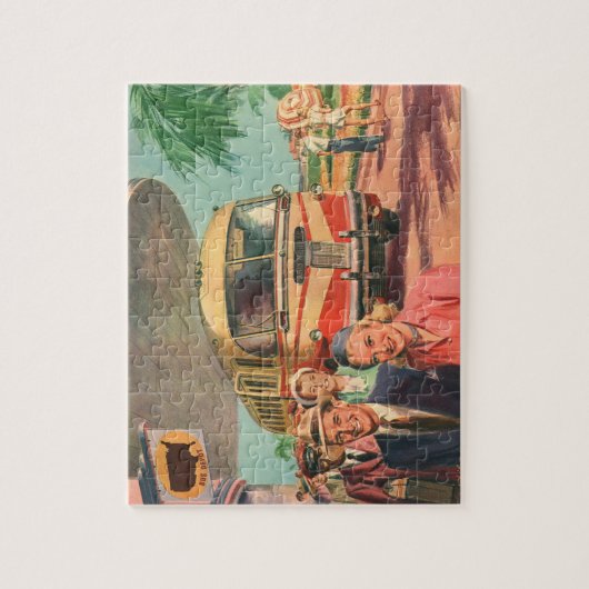  passagiers op vakantie bij de busdepot legpuzzel (Verticaal)