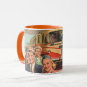  passagiers op vakantie bij de busdepot mok (Voorkant links)