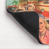  passagiers op vakantie bij de busdepot muismat (Hoek)