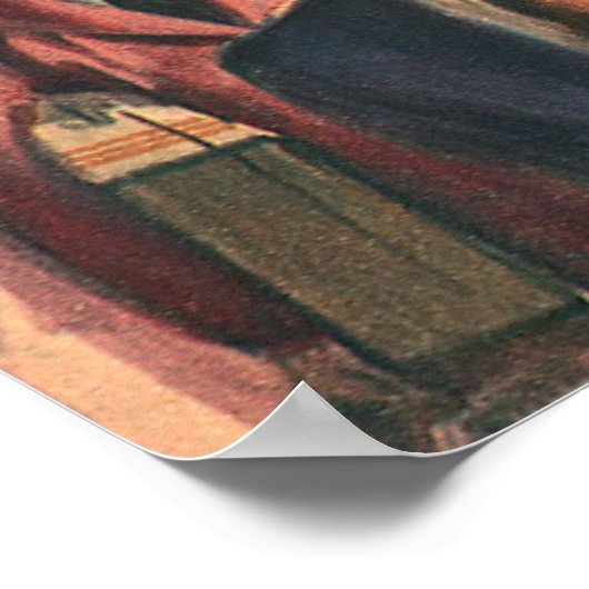  passagiers op vakantie bij de busdepot poster (Hoek)