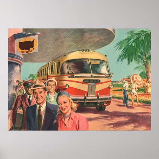  passagiers op vakantie bij de busdepot poster (Voorkant)