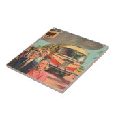  passagiers op vakantie bij de busdepot tegeltje (Zijkant)