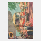  passagiers op vakantie bij de busdepot theedoek (Verticaal)