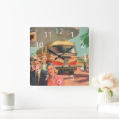  passagiers op vakantie bij de busdepot vierkante klok (Huis)