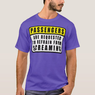 Passagiers wordt verzocht af te zien van een bevei t-shirt