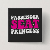 Passagiersstoel Prinses Meisje Auto Groovy Retro Vierkante Button 5,1 Cm (Voorkant)