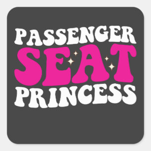 Passagiersstoel Prinses Meisje Auto Groovy Retro Vierkante Sticker