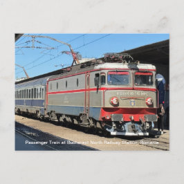 Passagierstrein op het spoorwegstation van Boekare Feestdagenkaart