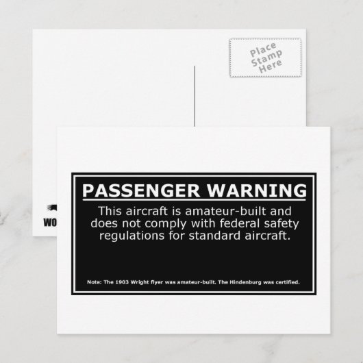 PASSAGIERSWAARSCHUWING BRIEFKAART (Voorkant / Achterkant)