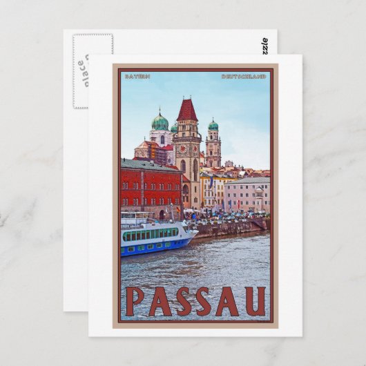 Passau - Donau Waterfront Briefkaart (Voorkant / Achterkant)