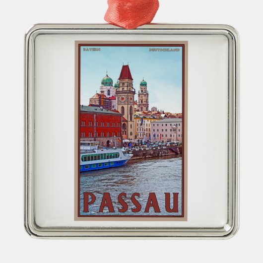 Passau - Donau Waterfront Metalen Ornament (Voorkant)