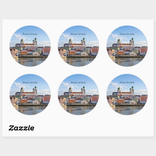 Passau, Duitse cityscape-foto Ronde Sticker (Vel)