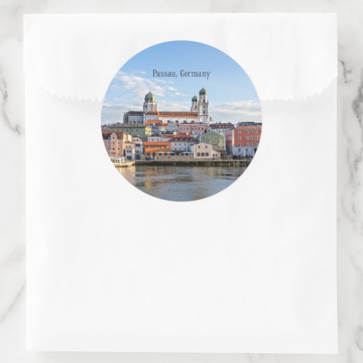 Passau, Duitse cityscape-foto Ronde Sticker (Tas)